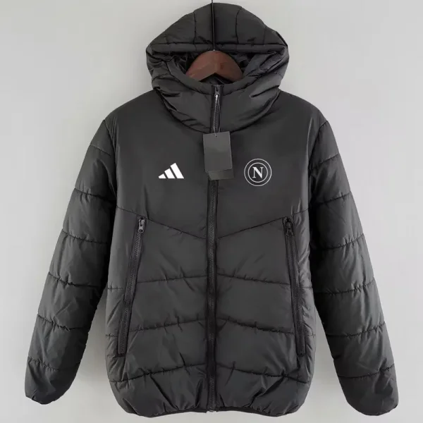 24-25 Napoli Black Hooded Cotton Coat #棉衣