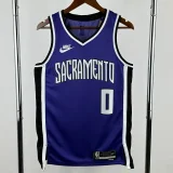24-25 KINGS MONK #0 Purple Retro Top Quality Hot Pressing NBA Jersey(V领）