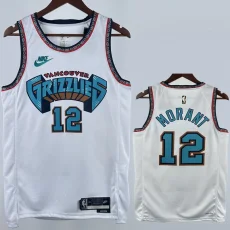 24-25 Grizzlies MORANT #12 White Retro Top Quality Hot Pressing NBA Jersey