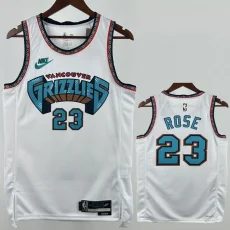 24-25 Grizzlies ROSE #23 White Retro Top Quality Hot Pressing NBA Jersey