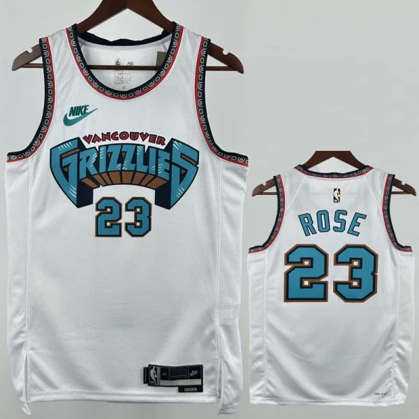 24-25 Grizzlies ROSE #23 White Retro Top Quality Hot Pressing NBA Jersey