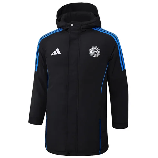 24-25 Bayern Black Hooded Windbreaker Fabric Cotton Coat #G209