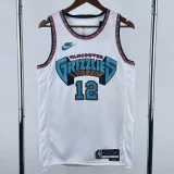 24-25 Grizzlies MORANT #12 White Retro Top Quality Hot Pressing NBA Jersey