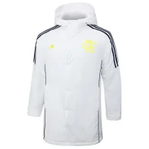 24-25 Flamengo White Hooded Windbreaker Fabric Cotton Coat #G204(黄标)
