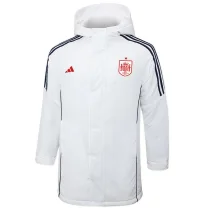 24-25 Spain White Hooded Windbreaker Fabric Cotton Coat #G231