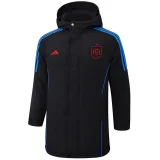 24-25 Spain Black Hooded Windbreaker Fabric Cotton Coat #G233