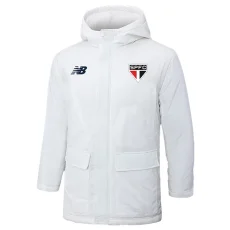 24-25 Sao Paulo White Hooded Windbreaker Fabric Cotton Coat #G260