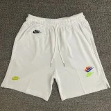 CN02白 NK White Embroidered Multicolor Logo Casual Short Pants