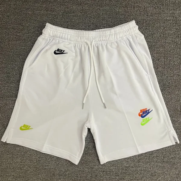 CN02白 NK White Embroidered Multicolor Logo Casual Short Pants