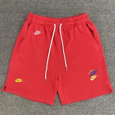 CN02大红 NK Red Embroidered Multicolor Logo Casual Short Pants