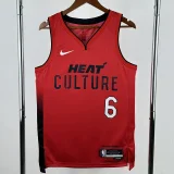 24-25 HEAT JAMES #6 Red City Edition Top Quality Hot Pressing NBA Jersey (V领）
