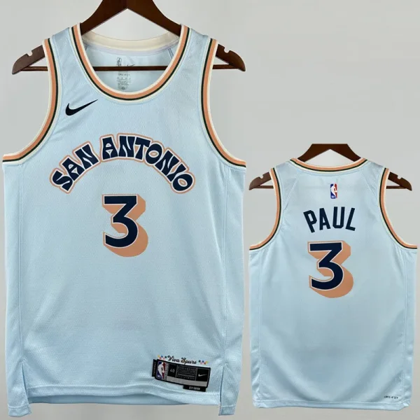 24-25 SA Spurs PAUL #3 Light blue City Edition Top Quality Hot Pressing NBA Jersey