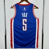 24-25 Kings FOX #5 Blue City Edition Top Quality Hot Pressing NBA Jersey