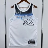 24-25 Timberwolves TOWNS #32 White City Edition Top Quality Hot Pressing NBA Jersey