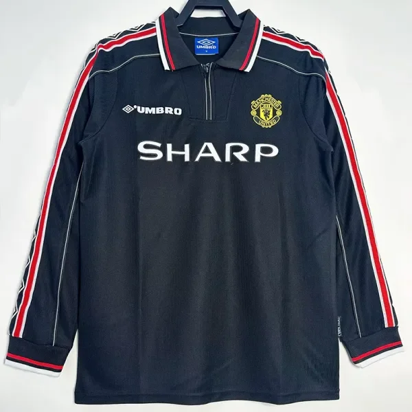 1998-1999 Man Utd Black Long Sleeve Retro Soccer jersey (长袖)