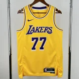 22-23 Lakers DONCIC #77 Yellow Top Quality HotPressing NBA Jersey(圆领)