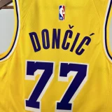 22-23 Lakers DONCIC #77 Yellow Top Quality HotPressing NBA Jersey(圆领)