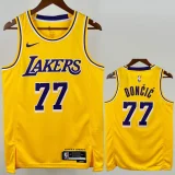 22-23 Lakers DONCIC #77 Yellow Top Quality HotPressing NBA Jersey(圆领)