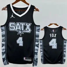 22-23 SA Spurs FOX #4 Black Top Quality Hot Pressing NBA Jersey (Trapeze Edition)飞人版