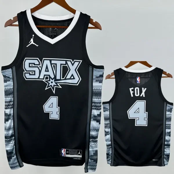 22-23 SA Spurs FOX #4 Black Top Quality Hot Pressing NBA Jersey (Trapeze Edition)飞人版