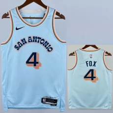 24-25 SA Spurs FOX #4 Light blue City Edition TopQuality Hot Pressing NBA Jersey (圆领)