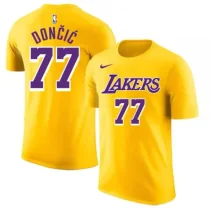 24-25 Lakers DONCIC #77 Yellow High Quality Casual T-shirt
