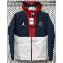 24-25 PSG Jordan Cotton Thickened warm Blue White Outdoor Jackets #P7加棉冲锋衣