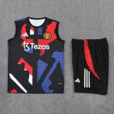 25-26 Man Utd Black Tank top and shorts suit