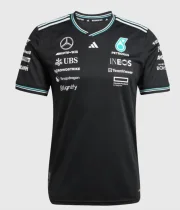 2025 Fl Mercedes Black T-Shirts Racing Suit(圆领)