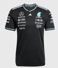 2025 Fl Mercedes Black T-Shirts Racing Suit(圆领)