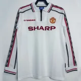 1998 Man Utd White Long sleeve Retro Soccer jersey (长袖)