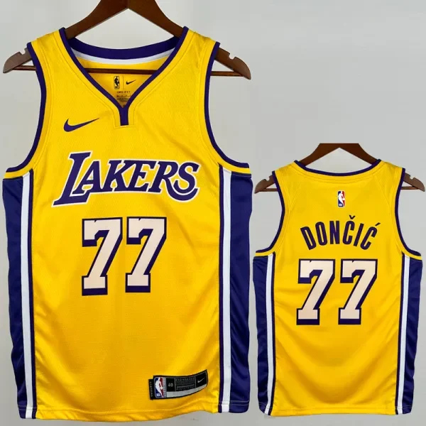 Lakers DONCIC #77 Yellow Top Quality Hot PressingNBA Jersey(V领)