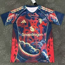 25-26 Man Utd Red Black Fans Training Shirts 蛇纹