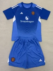 25-26 Man Utd Blue GoalKeeper Kids Soccer Jersey