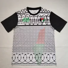 Palestina FC Grey Black Retro Soccer Jersey*铁丝网