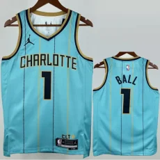 24-25 Hornets BALL #1 Blue City Edition Top Quality Hot Pressing NBA Jersey (V领)