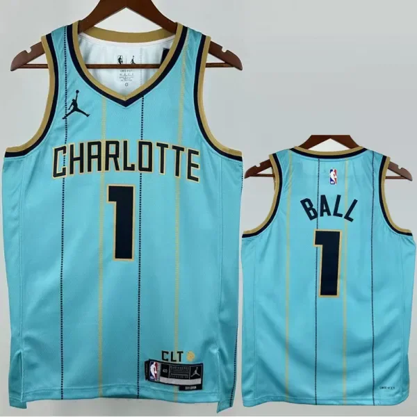 24-25 Hornets BALL #1 Blue City Edition Top Quality Hot Pressing NBA Jersey (V领)