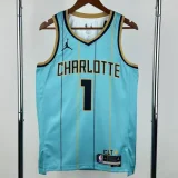 24-25 Hornets BALL #1 Blue City Edition Top Quality Hot Pressing NBA Jersey (V领)