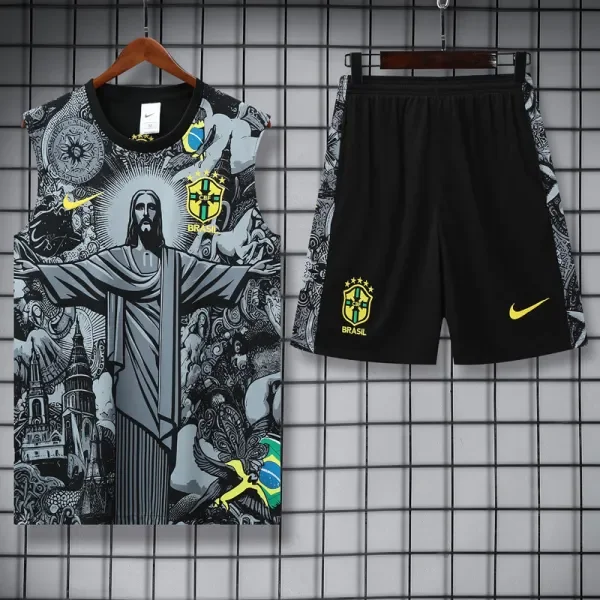 2025-26 Brazil Grey Tank top and shorts suit