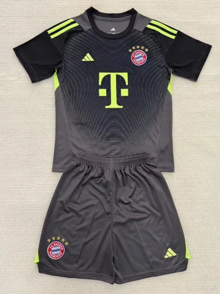 2025-26 Bayern Black Goalkeeper Kids Soccer Jersey(绿标)
