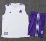 2025-26 RMA White Tank top and shorts suit #D2511