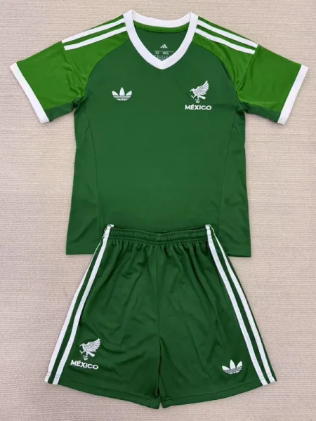2025-26 Mexico Green Goalkeeper Kids Soccer Jersey