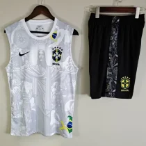 2025-26 Brazil White Tank top and shorts suit (背心套装)