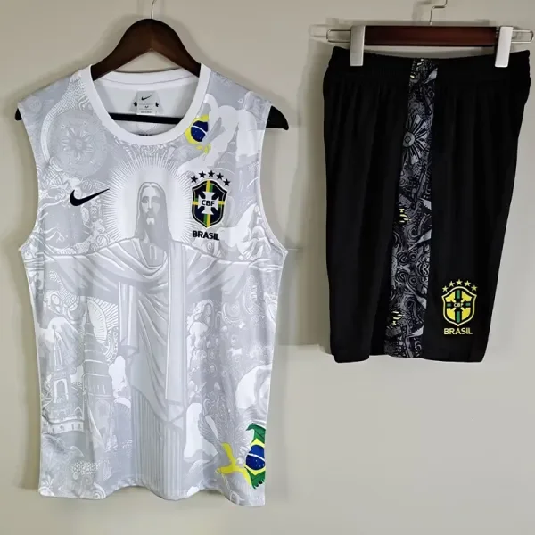 2025-26 Brazil White Tank top and shorts suit (背心套装)