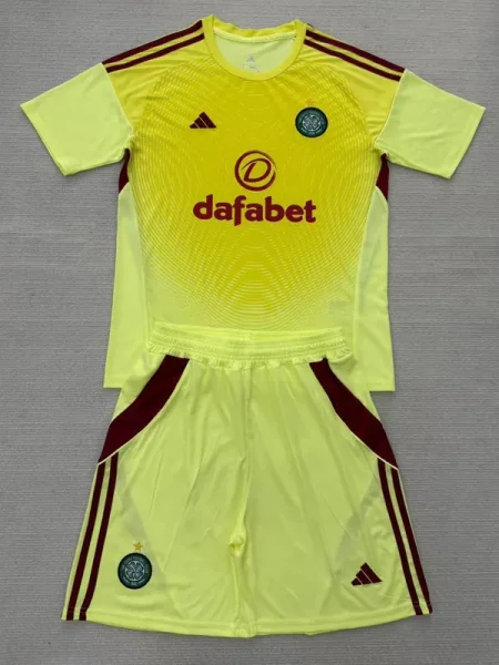 2025-26 Celtic Yellow Goalkeeper Kids Soccer Jersey
