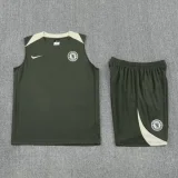 2025-26 CHE Army green Tank top and shorts suit