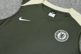 2025-26 CHE Army green Tank top and shorts suit