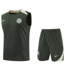 2025-26 CHE Army green Tank top and shorts suit