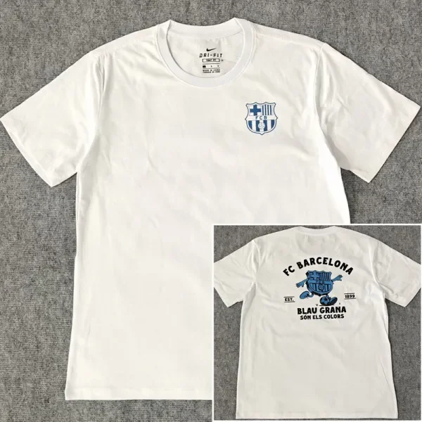 25-26 BAR White High Quality Casual T-shirt #圆领蓝标
