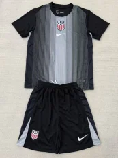 25-26 USA Black Goalkeeper Kids Soccer Jersey
